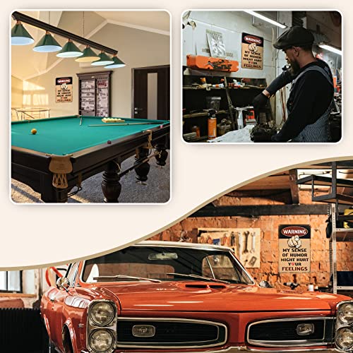 Rousen Funny Man Cave Decor Sign, Cool Stuff For Men, Aluminum Signs Are Suitable For Garages, Bars, Coffee Bars, Metal Sign Dimensions Are 12X8 Inch,4 Holes For Easy Hanging - My Sense Of Humor Might Hurt Your Feelings #TOP6