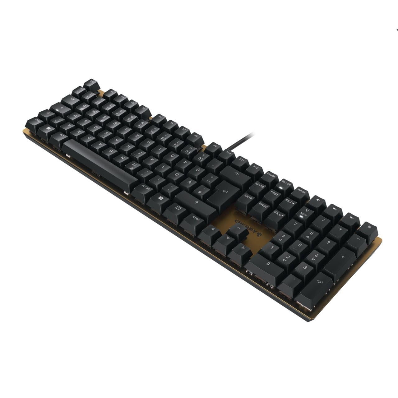 CHERRY KC 200 MX, Tastiera Office Meccanica con Piastra Metallica Anodizzata, Layout per l'Unione Europea (QWERTY), Con Filo, Interruttori MX2A SILENT RED, Nero/Bronzo
