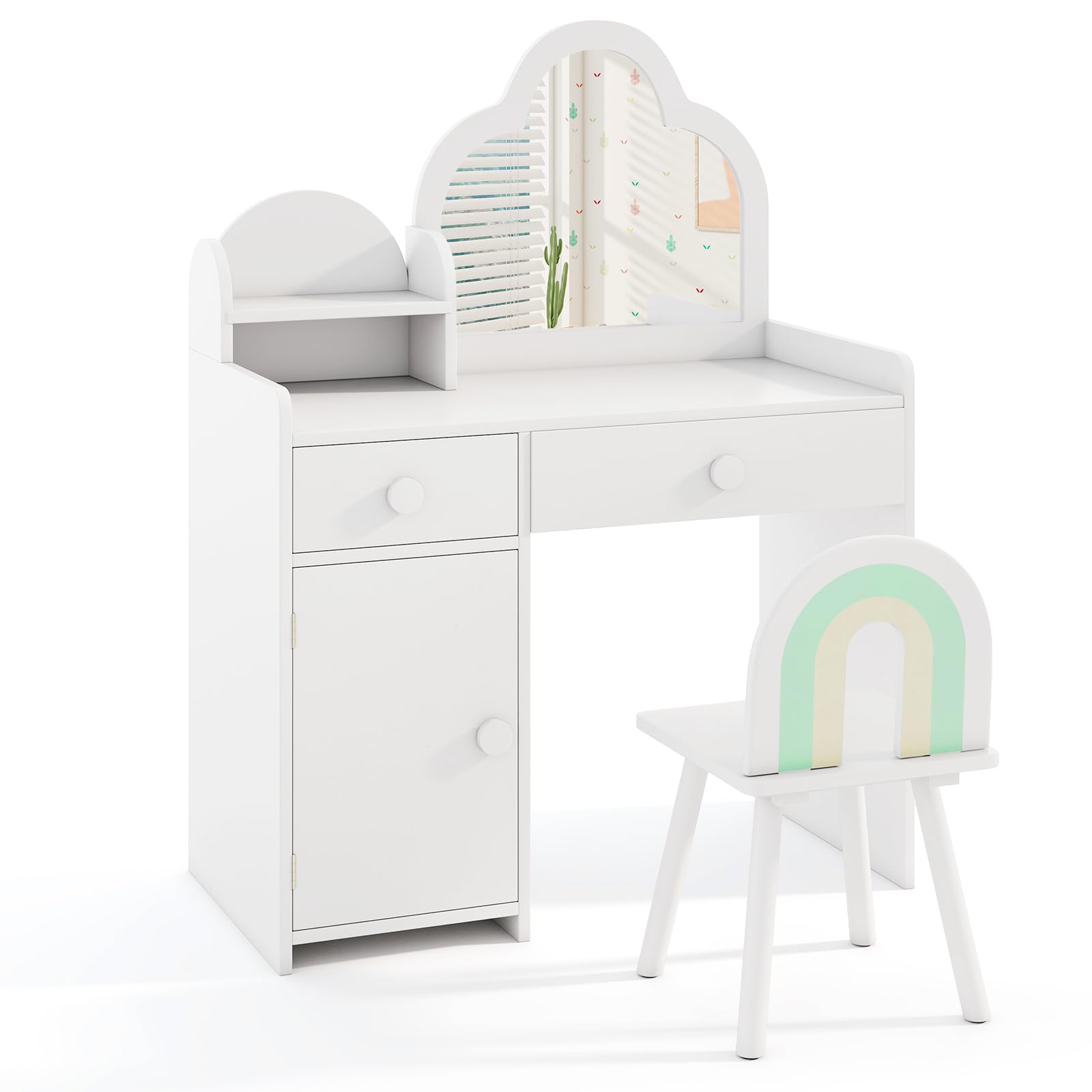 Amazon.com: HONEY JOY Kids Vanity, Cloud Shape Wooden Girls Vanity