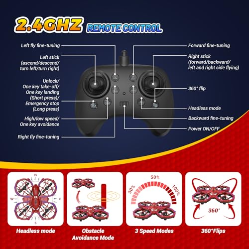 Spider Drone for Kids, Jomzuci RC Mini Drone with 360°Flip, Hover Indoor Drones for Kids 8-12 with 2 Batteries, Headless Mode, 3 Speed Mode, Quadcopter Outdoor Toys Gifts for 8-12 Year Old Boys Girls - Image 6