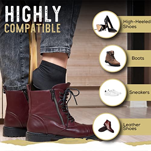 Long Shoe Horn Handle Shoehorn Handmade With An Easy Grip Shoe Horn Long Handle For Seniors, Men, Women, Kids. Real Genuine Horn (Large - 16") #TOP6