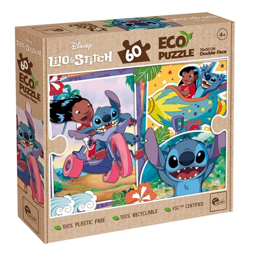 Lisciani - Puzzle Disney Stitch - 60 Pièces Double Face - Dès 4 Ans