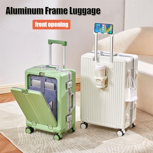 BEITH Hardside Luggage with Cup Holder, BS6606 Front Open Aluminum Frame Suitcase with TSA Lock, 360° Double Spinner Wheels, ABS+PC Alloy Box Shell, Aluminum Lifting Rod, Waterproof2