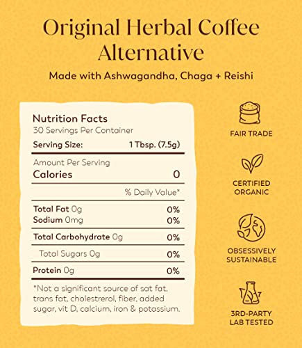 Rasa Original – Adaptogenic Mushroom Coffee Alternative | Vegan, Keto, Whole 30, Ayurveda Wellness Tonic With Chaga + Reishi (8 Oz. / 30 Servings) #TOP4