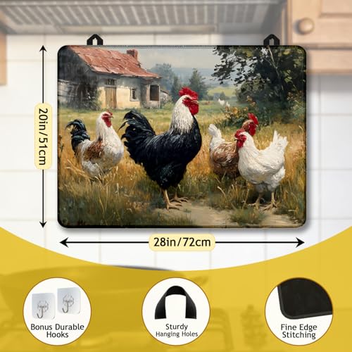 Farm Rooster Electric Stove Top Cover Protector,Glass Top Gas Stove Pad Heat Resistant Range Cooktop Mat for Kitchen 28"x20" by GANTINIR - Used condition - Image 2