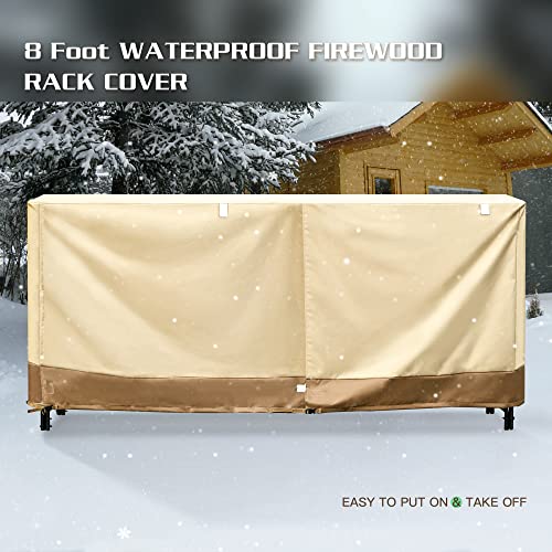 Dnswez 8ft Firewood Rack Cover, 600D Oxford Heavy Duty, Weatherproof & Waterproof with Black Storage Bag - Indoor/Outdoor Protection (96" L x 24" W x 42" H) by dnswez - Image 5