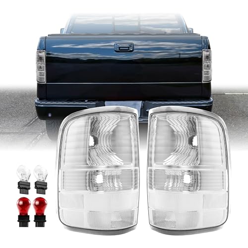 USR UNIQUE STYLE RACING 04-08 F150 PickUp Tail Light Rear Tail Lamps (Left + Right) Pair - Compatible with 2004-2008 Ford F-150 Pick Up Truck All Models (CLEAR LENS with COLOR BULBS)
