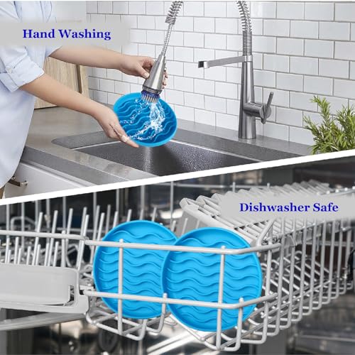Antischlingnapf Katze & kleine Hunde Ø 20 cm aus Silikon – Slow Feeder für Nassfutter & Trockenfutter, Anti Schling Napf mit Saugnapf, Rutschfester Futternapf für langsames Fressen, Blau