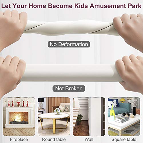 Image of Baby Proofing Edge Corner Protector, Table Bumper Guard, Soft Rubber Foam Guard, 3M Pre-Taped Corners, 20.5 ft (18.1ft Edge + 8 Corners) Baby Proof Corner Guard Heavy-Duty (18.1ft, Cream White) | Soft thick rubber foam bumper, 18.1ft edge strips + 8 corner guards, 3M pre-taped for table, cabinet & wall sharp corners