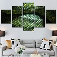 SIGNWIN 5 Panel Canvas Wall Art Modern Art Chic Expressive Frog Multicolor Photography Reptiles Snakes for Home Decorations Ready to Hang - 60