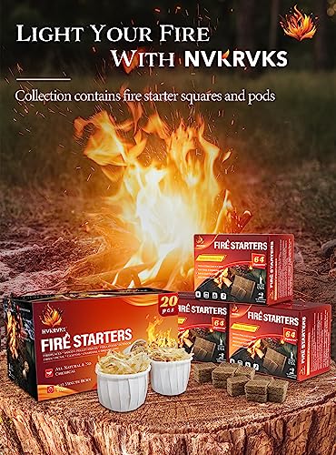 Nvkrvks Fire Starter Squares 192, Natural & Odourless Firestarters Cubes For Campfire, Fireplace, Chimney And Barbecue, Water Resistant, Easy To Ignite, Safe Camping Accessories #TOP7