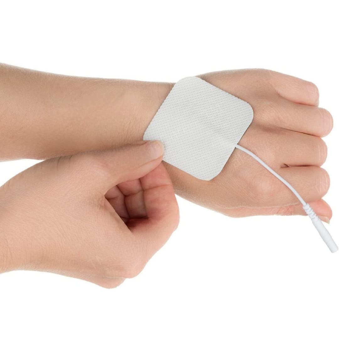 PSR ENTERPRISES Physio Therapy White Self Adhesive Electrode Pads, Corded Electric, For Electronic Stimulators, IFT, TENS, EMS & Pulse Massagers (Pin size 1.5mm) PSR-913