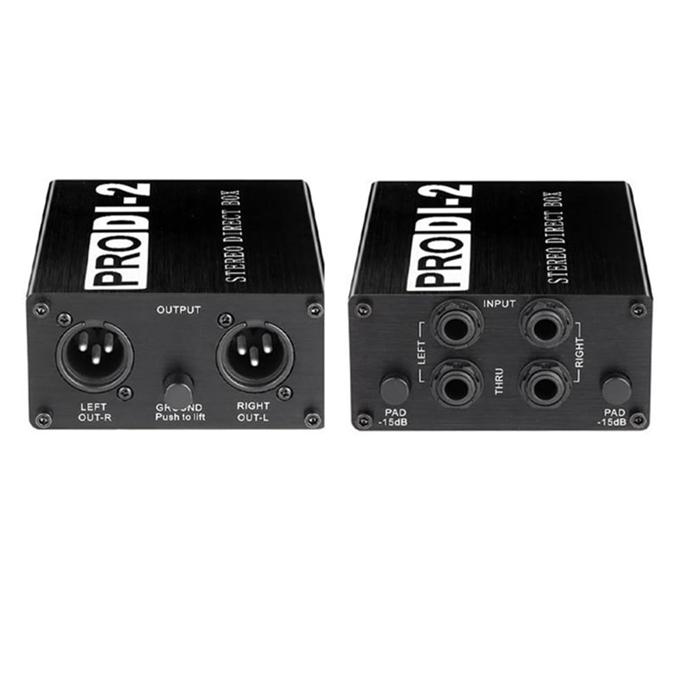 Caja Directa EstéReo Pasiva Prodi-2, Caja DI De Audio, Caja De InyeccióN Directa, Convertidor De Audio De 2 Canales DI para Bajo Y Guitarra De Bajo Ruido