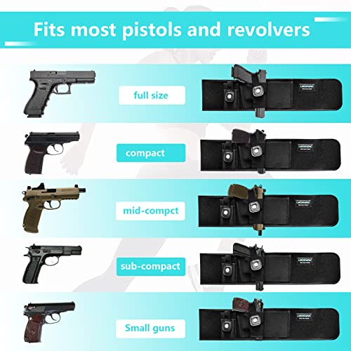 Sport Version Belly Band Holster Concealed Carry For Running, Commuting, Hiking Flex Material - For Glock,9Mm, S&W, Shield, Ruger And Similar Pistols - Stylish, Lightweight, Man - Woman #TOP4