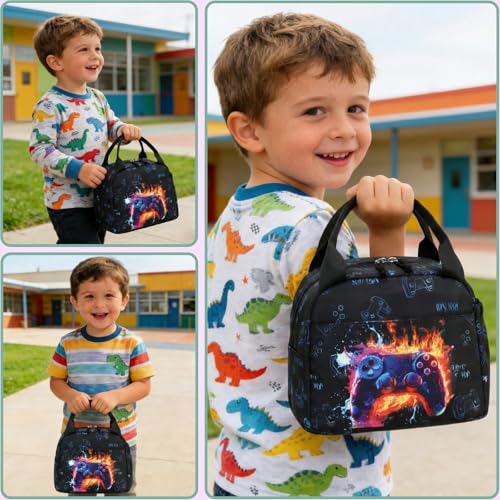 Image of CAMTOP Boys Lunch Box Kids Insulated Lunch Bag Kids Cute Lunchbox for Boys Loncheras Para Ninos