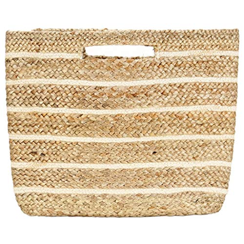 Tidyard Sac à Provision Fait à la Main 45 x 15 x 35 cm (L x l x H) en Jute Naturel avec Rayure