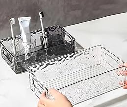 Acrylic Transparent Storage Basket with Handle Cosmetics Storage Organizer for Home Bathroom Underwear Bathroom Organizer Tray for Home Kitchen Stackable Storage Box (Pack Of 1)