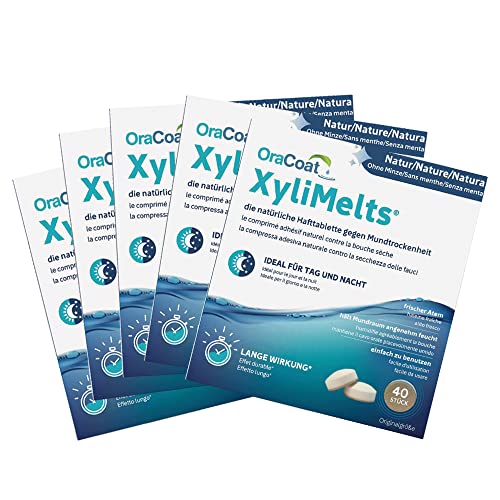 OraCoat XyliMelts - 200 Haft-Tabletten gegen Mundtrockenheit - Diskret - Im Schlaf verwendbar - VEGAN [Ohne Minze] Cover