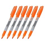 Sharpie Neon Permanent Marker, Neon Orange Ink, Pack of 6