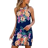 Style de design : matière confortable, convient pour une variété d'occasions, élégant à la mode vous rend plus attrayante. Robe d'été pour femme avec motif floral, dos nu, sans manches, mini robe allongée au-dessus du genou. Veuillez noter qu'il peut y avoir de légères différences de taille en raison des différences de taille irrésistibles