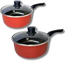 Kit Panelas Marcolar N16 E 18 Antiaderente com Tampa de vidro (VERMELHO)