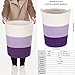 Sea Team Large Size Cotton Rope Woven Storage Basket with Handles, Laundry Hamper, Fabric Bucket, Drum, Clothes Toys Organizer for Kid's Room, 20 x 14 inches, Round Open Design, White & Purple