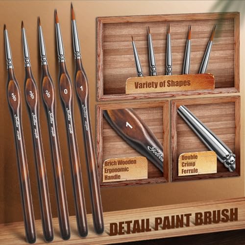 Image of Detail Paint Brushes Dry Brushes, Golden Maple 10PC Flat Miniature Dry Paint Brushes Fine Detail Paint Brush Set for Acrylic, Oil, Watercolor & Figurine