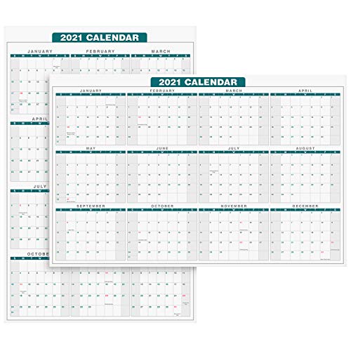2021 Full Desk Calendar - 11 x 17 Large Size 12 Month Planner - 2 Sided Vertical/Horizontal Reversible - Printed on Thick & Durable 80lb Cardstock (216 GSM) - 2 Per Pack