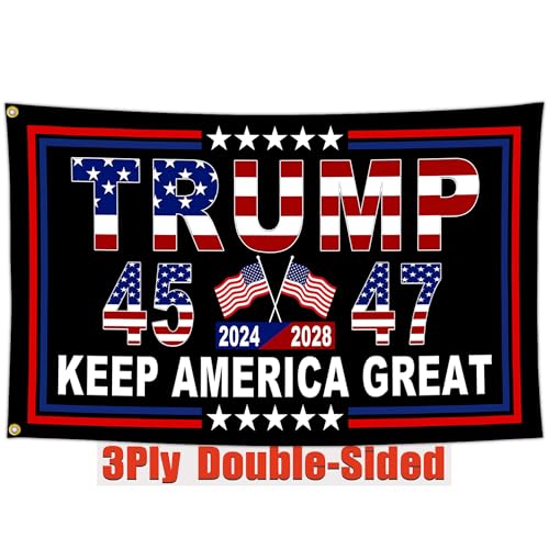NASIAN 3 Ply Patriotic President 2025 Flags 3x5 Ft Outdoor Double Sided 45th 47th Keep America Great Flags for Outside Yard Bedroom Garden House Decorations Banner