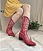 Yolkomo Cowboy Boots for Women Red Cowgirl Boots Mid Calf Square Toe Low Heel Distressed Western Pointed Toe Comfortable Pull-On Leather Embroidered Red Size 6