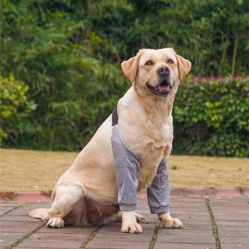 Powerruif 2 Stück Recovery Sleeve Hund, Ellenbogenbandage Hund Liegeschwielen Hund Euioovm Pet Knee Pads für Mittelgroße und Große Hunde Verhindert Das Lecken Von Wunden (Schwarz Grau XXL)