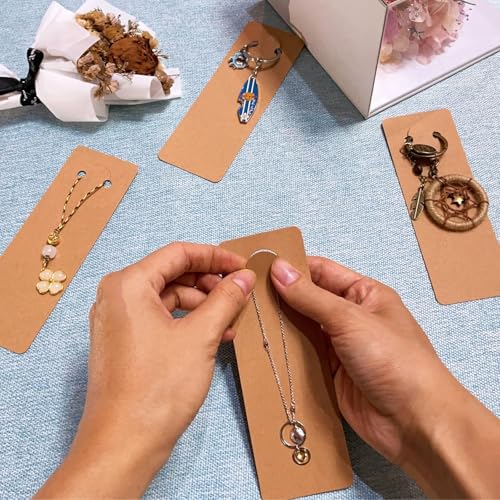 Image of Festiko Keychain Display Cards (Brown Kraft B, Pack of 500 Pcs, 5.9 inch*2 inch), Keyring Display Cards, Jewellery Display Cards