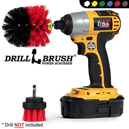 2 Piece Red Stiff Bristle Rotary Cleaning Drillbrushes for Cleaning Siding Brick, Stone, Fireplaces, Decks, Gutters - Image 4