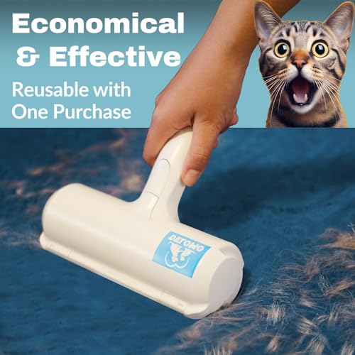 DELOMO Pet Hair Removal Tool: Pet Hair Remover with Fur Bin - Reusable Lint Roller for Pet Hair - Cat and Dog Hair Remover for Couch, Furniture, Carpet, Clothes, Car Seat - Essential for Pet Owners