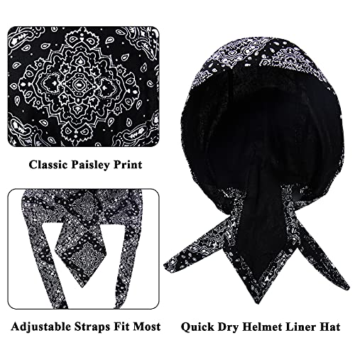 Image of DOCILA 3 Pcs Do Rags for Men Skull Cap Bandana Hat Breathable Helmet Linner Beanie