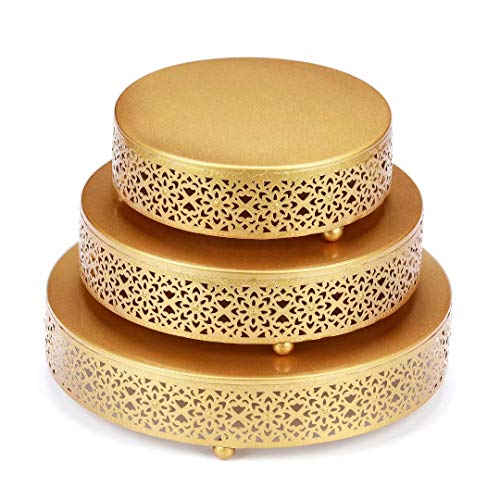 VILAVITA 3-Piece Cake Stand Set Round Metal Cake Stands Dessert Display Cupcake Stands, Gold