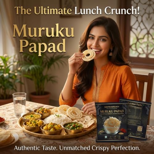 Image of Savita Kitchen Muruku Papad 600g | Authentic Bihari Sun-Dried Rice Papad | Handmade Traditional Recipe | No Preservatives | Crunchy Snack | Perfect with Chai & Meals | Vegetarian