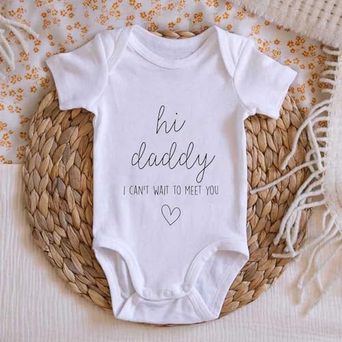 Image of Hi Daddy Bodysuit for Baby Hello Daddy Pregnancy Announcement for Husband I Love Daddys Baby Romper