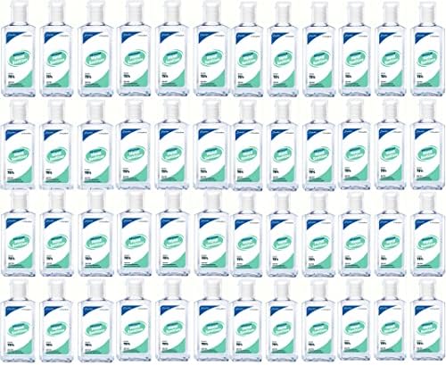 Hand Sanitizer Dearskin Alcohol 48 Pack. Advanced Formula Alcohol 75% Gel Skincare Moisturizer with Aloe Vera And Arginine 2 oz X 48. The Refreshingly Effective Small Hand Sanitizer Gentle on Your Skin.