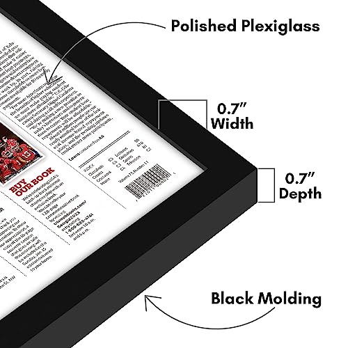 Americanflat 11x22 Newspaper Frame with Polished Plexiglass - Display for Assorted Media Articles - Streamline Collection - Thin Border Picture Frame for Wall Display - Black