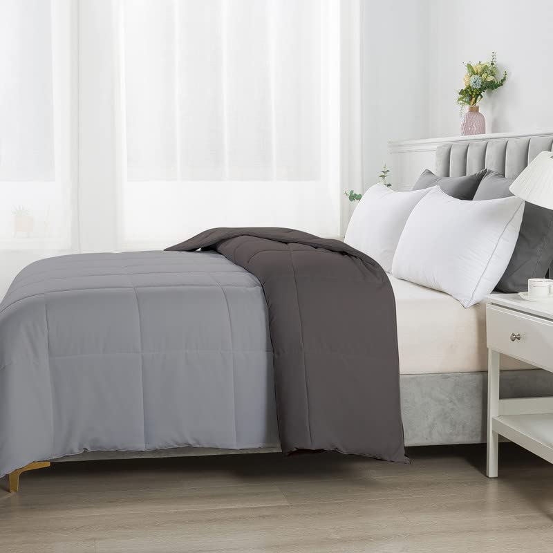 Image of Razzai Restful Sleep Microfiber Summer Season Ac Reversible Comforter 220 GSM (90 inch x 100 inch Inches /228cm x 254cm) - Double Bed Comforter|Silver /Dark Grey|