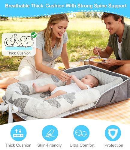 Nid de bébé pliable avec auvent pour sieste extérieure de 0 à 12 mois - 4