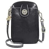 Hochwertiger Material: Hergestellt wird diese crossbody kleine handy tasche aus weichem echtleder, mit einer schönen natürlichen Textur, sehr angenehme Berührung. Das Futter aus Stoff und Metallbeschläge, der benutzerfreundliche Magnetknopf und das Design zum Öffnen und Schließen des Reißverschlusses können Ihre Wertsachen oder Münzen sicherer machen.