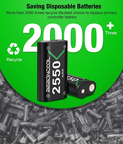 Controller Battery Pack for Xbox One/Xbox Series X|S, Rechargeable Battery Pack for Xbox Series X|S/Xbox One/Xbox One S/Xbox One X/Xbox One Elite Controller, Battery Charger with 3x2550 Battery Pack