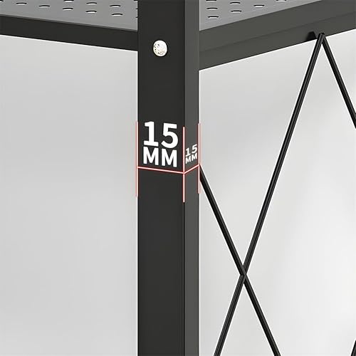 Miniatura 4 de KWOKING Estantería industrial plegable Etagere estantería abierta de metal con ruedas giratorias, estante plegable sin instalación, estante de