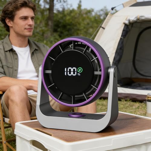 Ventilateur de bureau portable multifonction avec éclairage LED intégré