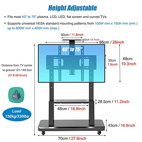 Soporte móvil universal para TV con ruedas y altura ajustable miniatura 4