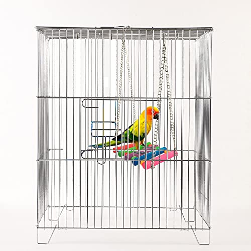 Image of Bird Parrot Toys Swing Hanging,Bird Cage Accessories Toy Hammock for Parakeets,Cockatiels,Lovebirds,Conures,Budgie,Macaws,Lovebirds,Finches and Other Small Pets(Rainbow)