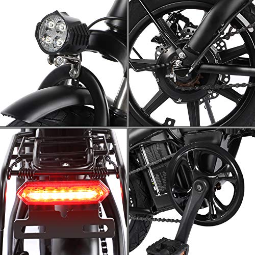 XPRIT Folding Electric Bike, Light Weight, LCD Display, Full Throttle/Pedal Assist (Black, 14 inch)