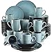 vancasso serie Bubble Vajilla de Gres Vajillas Completas de 48 piezas de Doble Esmalte contiene Tazas, Cuencos, Platos de Postre y Platos Llanos -para 12 Personas- Verde Mate